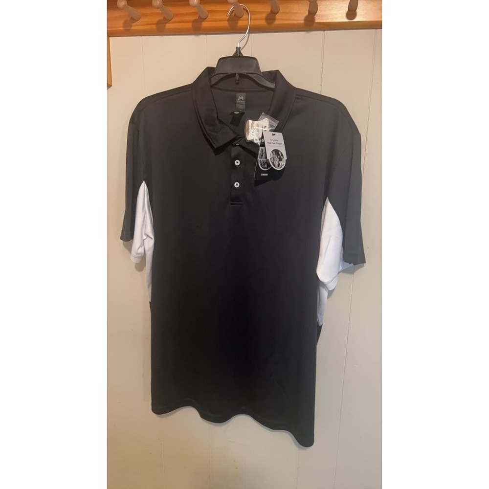 Men's‎ Black and White Polo Shirt, Size 2XL